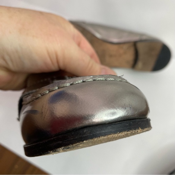 Coach Hollee Silver Leather Slip On Loafers Size 9.5B - Picture 7 of 8